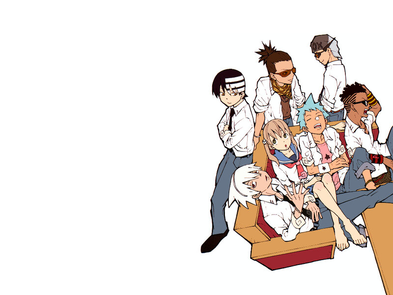 group of anime characters on a couch