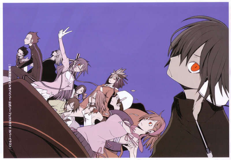 Group of anime characters on a vehicle