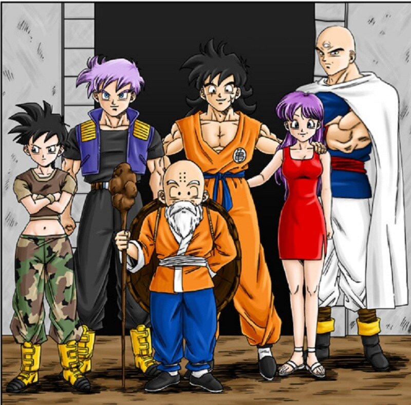 Group of Anime Characters — Orange, Confident