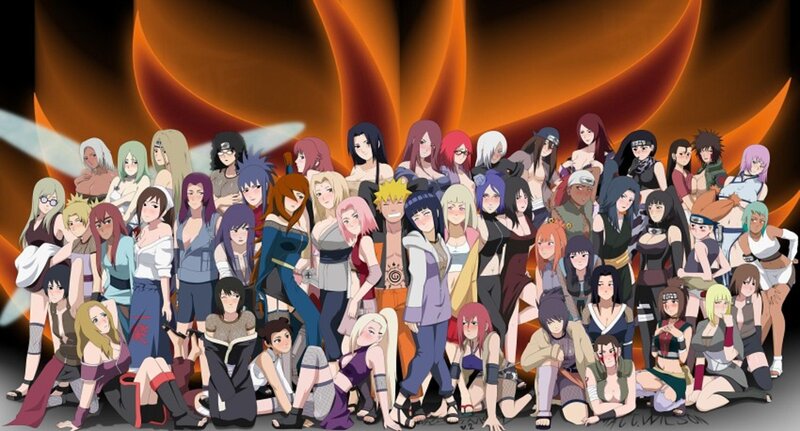 Group of Anime Characters — Orange, Dramatic, Fire