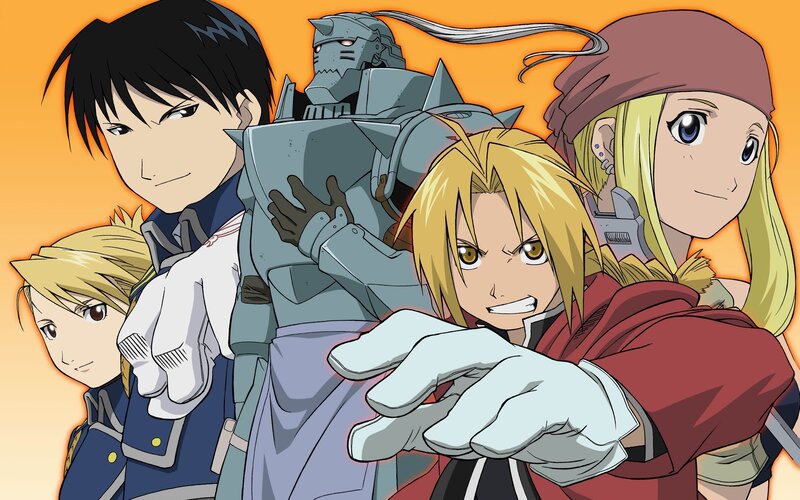 Group of Anime Characters — Orange, Dramatic, Robot