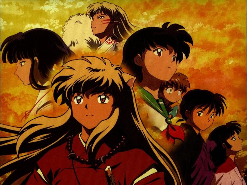 Group of Anime Characters — Orange, Dramatic, Sunset, Sky