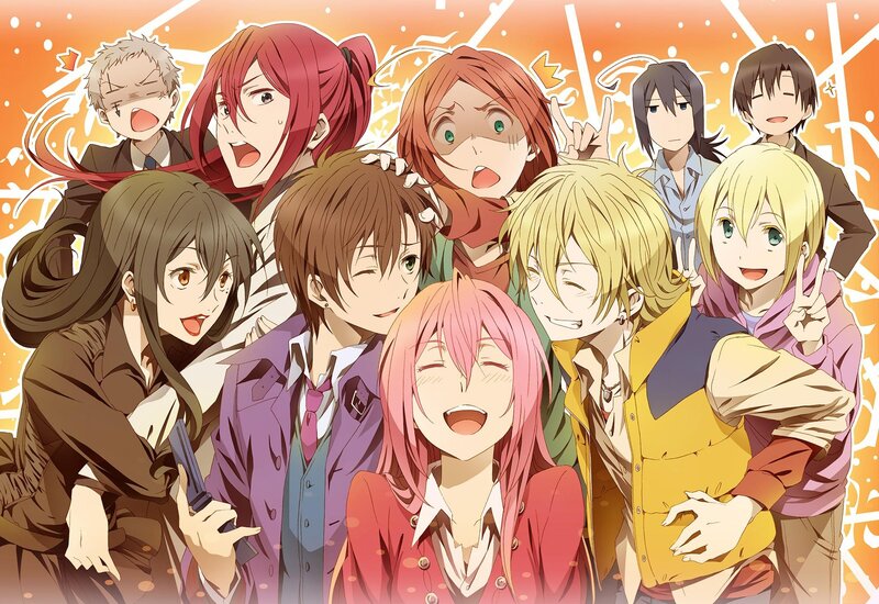 Group of Anime Characters — Orange, Energetic, Crowd