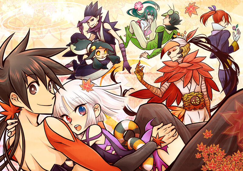 Group of Anime Characters — Orange, Festive