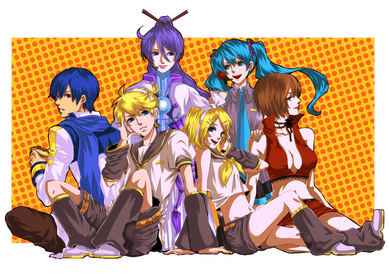 Group of Anime Characters — Orange, Playful