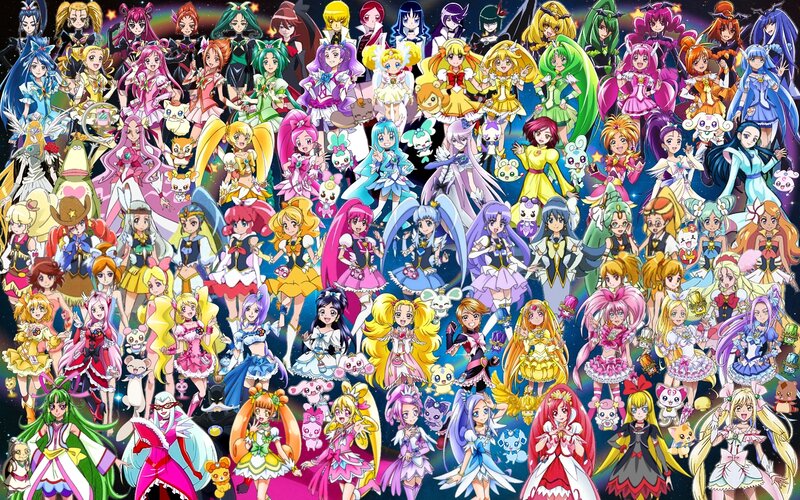 Group of Anime Characters — Pink, Colorful