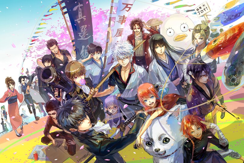 Group of Anime Characters — Pink, Festive, Spring, Cherry Blossoms