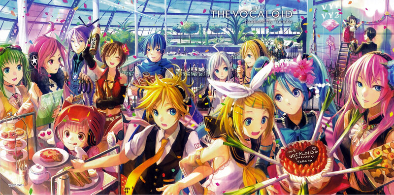 Group of Anime Characters — Pink, Festive