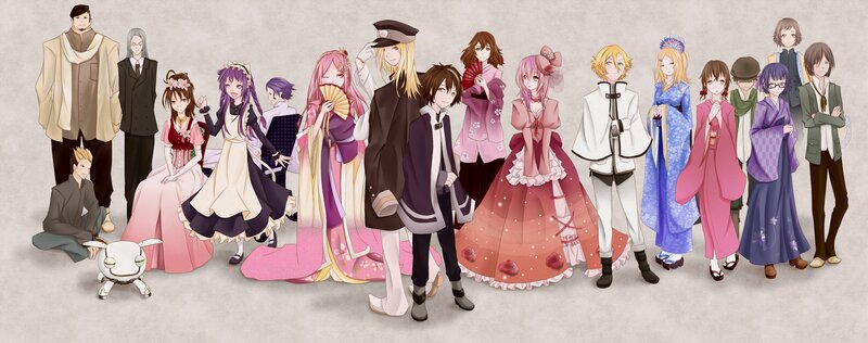 Group of Anime Characters — Pink, Formal