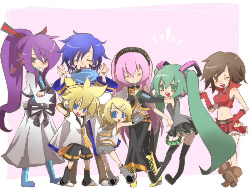 Group of Anime Characters — Pink, Happy