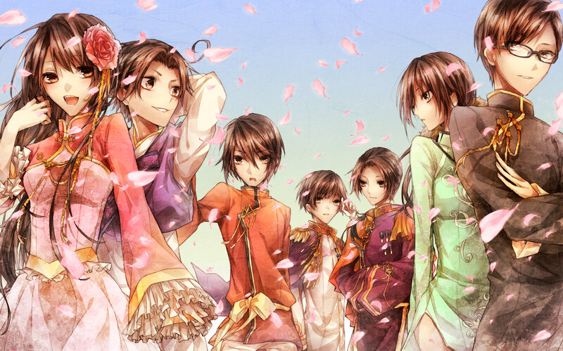 Group of Anime Characters — Pink, Serene