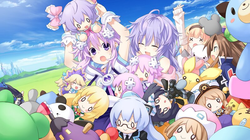 Group of Anime Characters — Purple, Cheerful, Afternoon, Chibi Figures