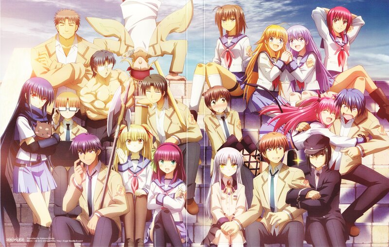Group of Anime Characters — Purple, Cheerful, Afternoon, School Uniforms