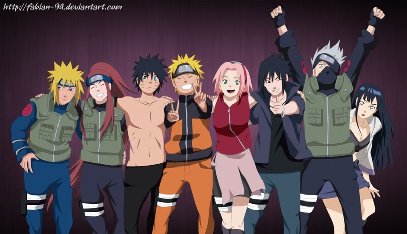 Group of Anime Characters — Purple, Cheerful