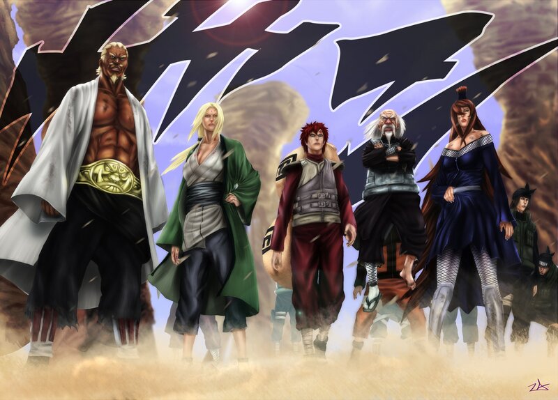 Group of Anime Characters — Purple, Dramatic, Digital Art