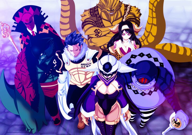 Group of Anime Characters — Purple, Dramatic, Fantasy Creatures
