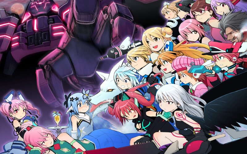 Group of Anime Characters — Purple, Dramatic, Night, Mecha