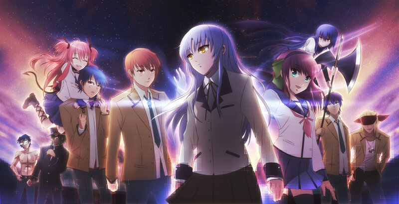 Group of Anime Characters — Purple, Dramatic, Night, School Uniforms, Weapons