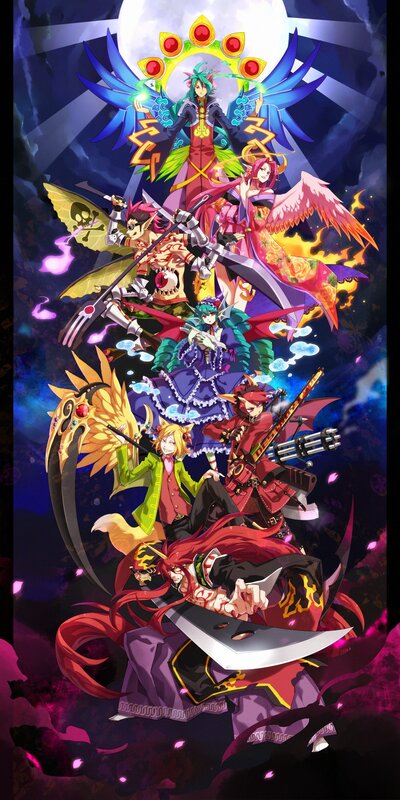 Group of Anime Characters — Purple, Dramatic, Night, Wings