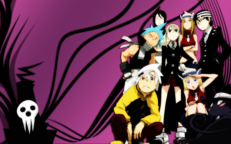 Group of Anime Characters — Purple, Dramatic, Skull Symbol
