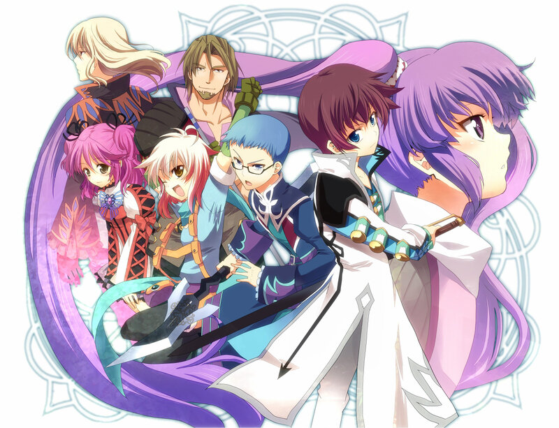 Group of Anime Characters — Purple, Dramatic, Sword
