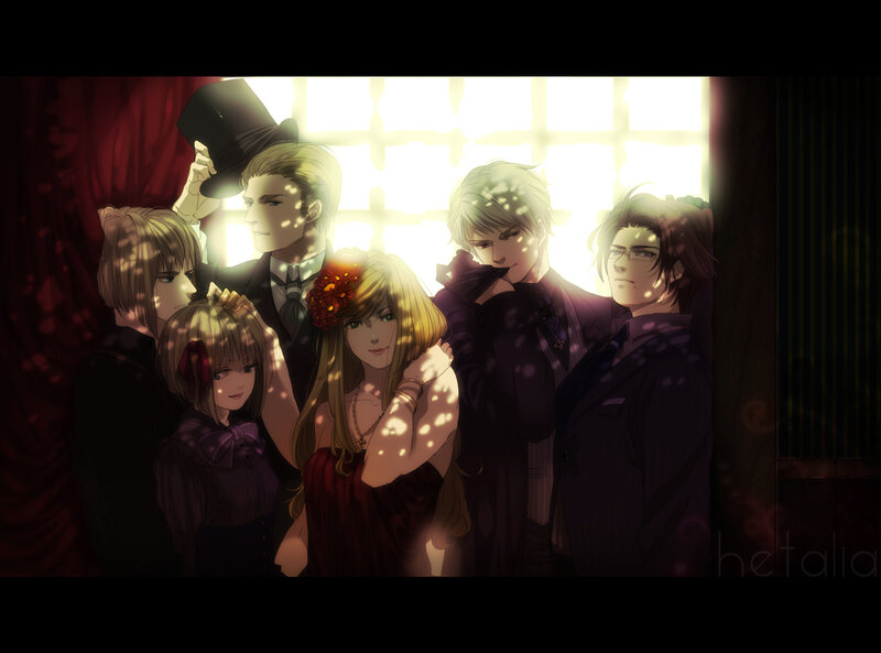 Group of Anime Characters — Purple, Dramatic, Top Hat