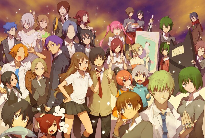 Group of Anime Characters — Purple, Festive, Sunset