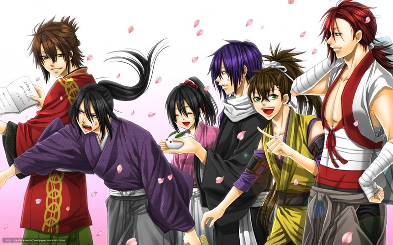Group of Anime Characters — Purple, Playful, Spring
