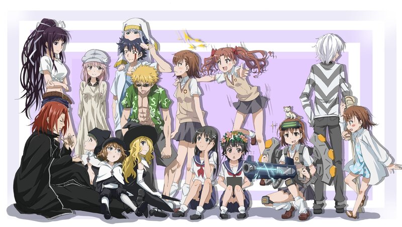 Group of Anime Characters — Purple, Playful