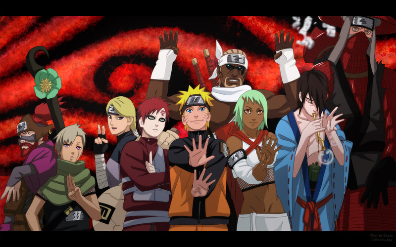 Group of Anime Characters — Red, Dramatic, Anime Characters, Ninja Headbands