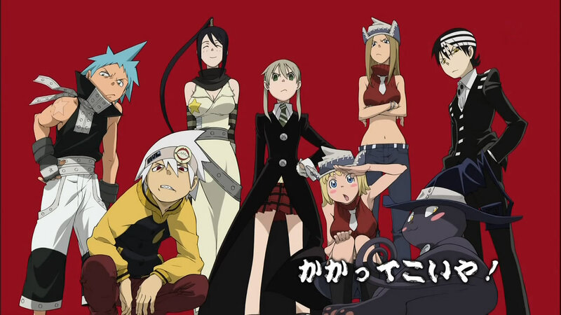 Group of Anime Characters — Red, Dramatic, Anime Characters, Red Background