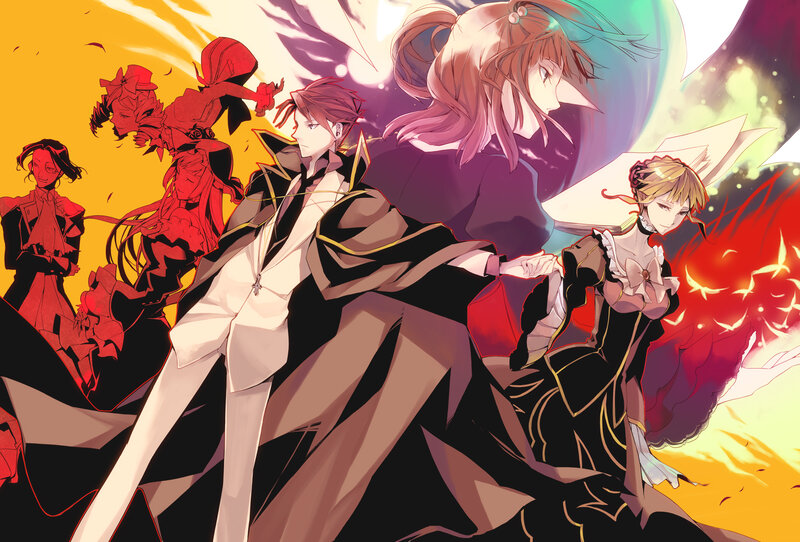 Group of Anime Characters — Red, Dramatic, Fire