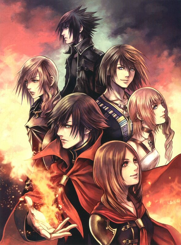 Group of Anime Characters — Red, Dramatic, Manga, Fire
