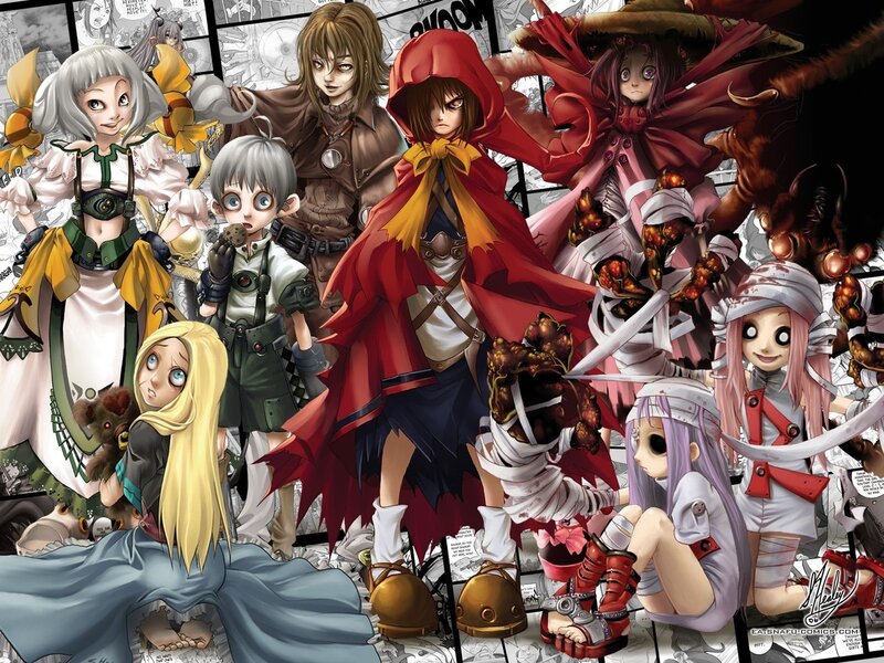 Group of Anime Characters — Red, Dramatic, Manga Panels