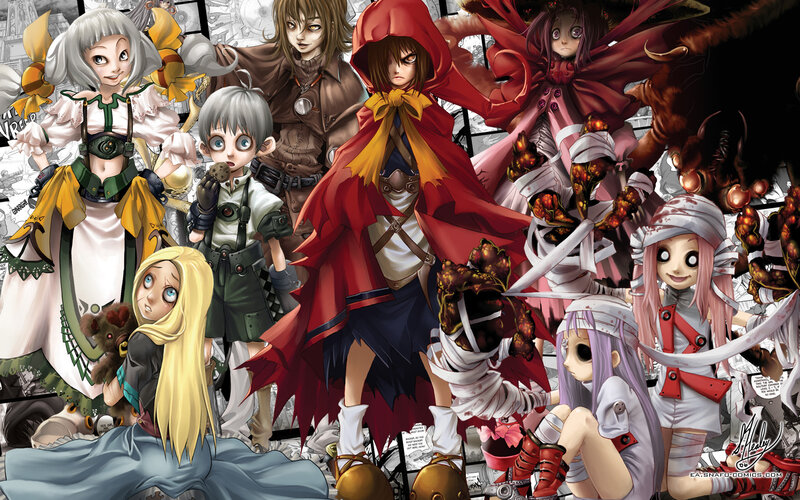 Group of Anime Characters — Red, Dramatic, Manga