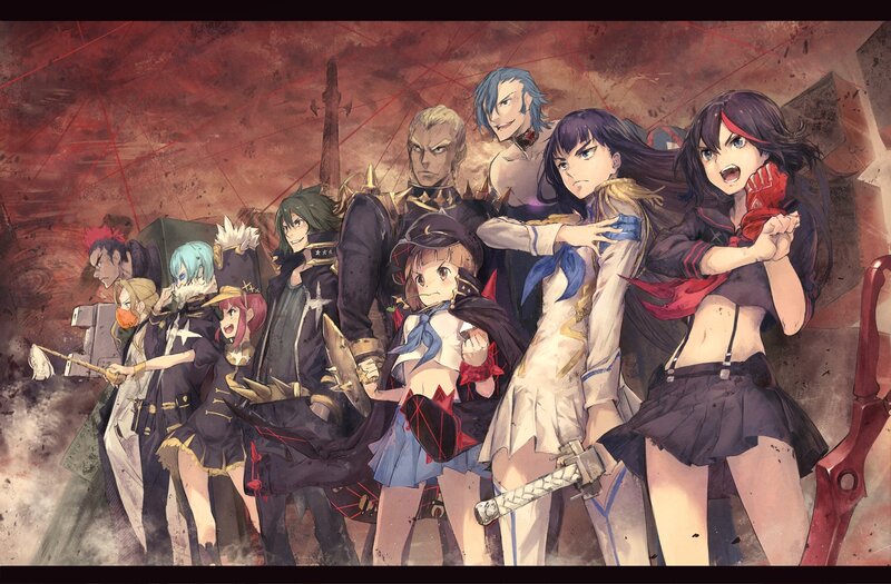 Group of Anime Characters — Red, Dramatic, Sword, Magic