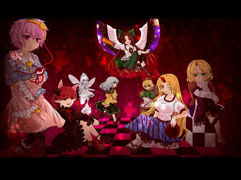 Group of Anime Characters — Red, Dramatic