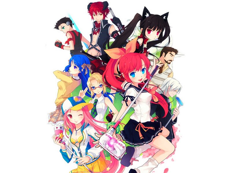 Group of Anime Characters — Red, Energetic, Swords