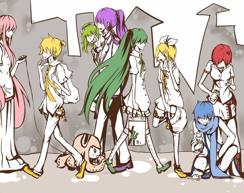 Group of Anime Characters — White, Casual