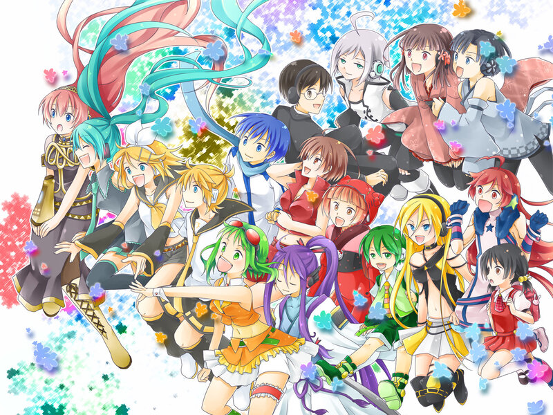 Group of Anime Characters — White, Cheerful