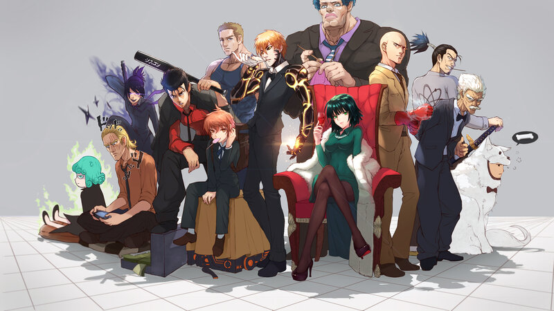 Group of Anime Characters — White, Dramatic, Digital Art