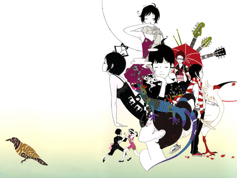 Group of Anime Characters — White, Dreamy