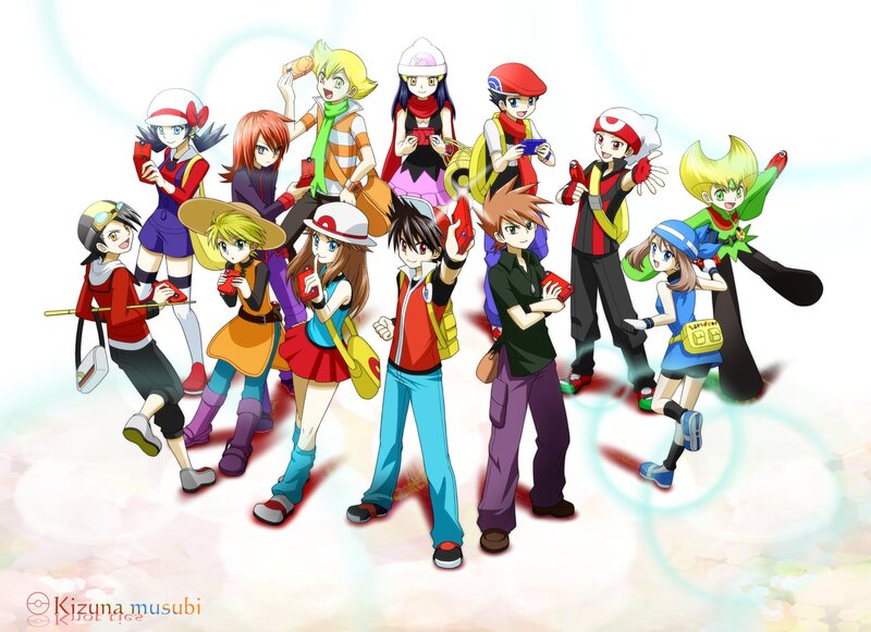 Group of Anime Characters — White, Energetic, Poké Balls