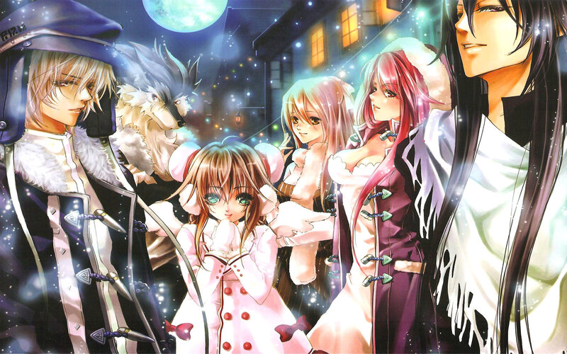 Group of Anime Characters — White, Festive