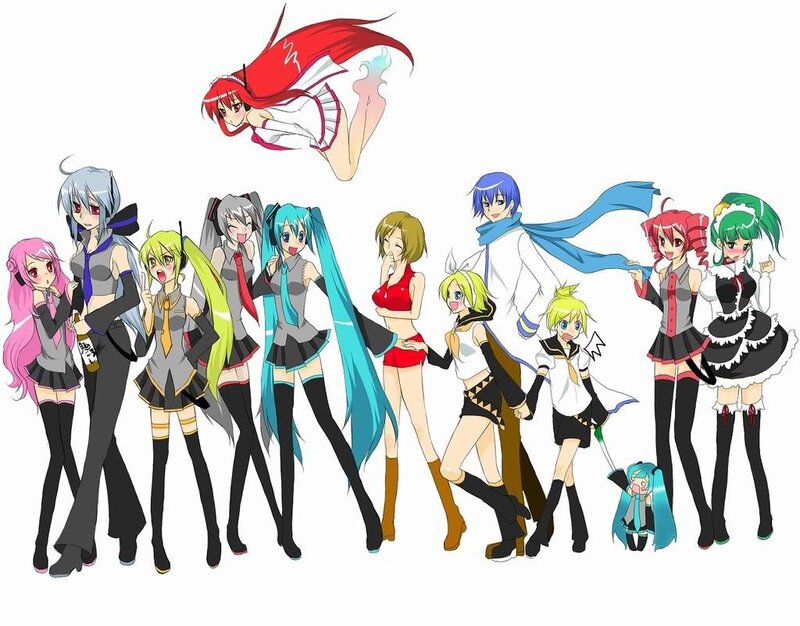 Group of Anime Characters — White, Playful, Digital Art, Anime Characters, Long Hair