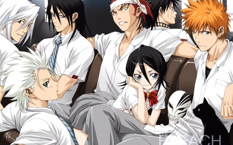 Group of Anime Characters — White, Relaxed, Cat