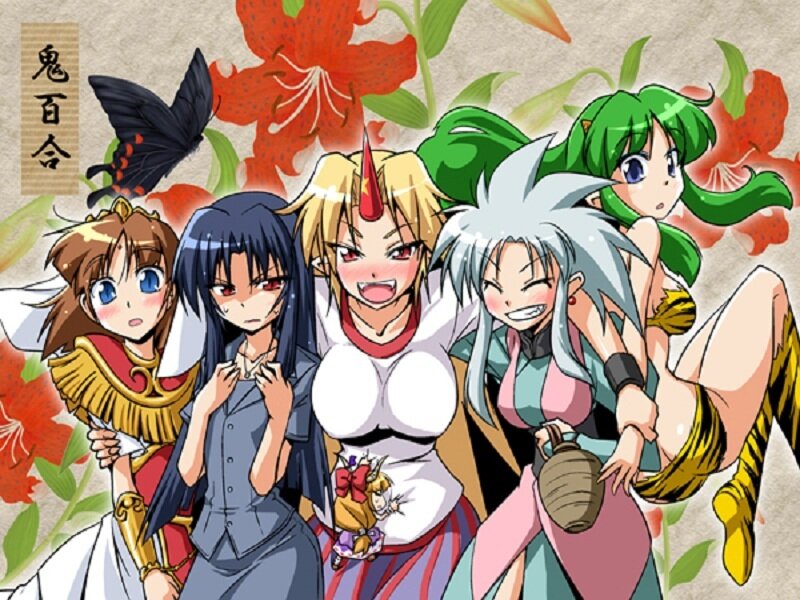 Group of anime characters with flowers