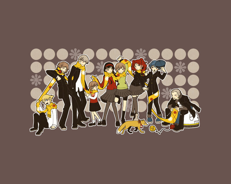group of anime characters with scarves