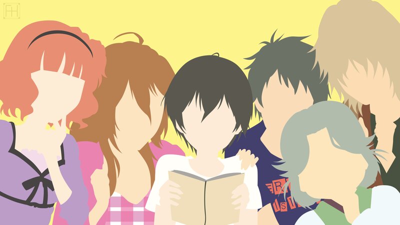Group of Anime Characters — Yellow, Calm, Book
