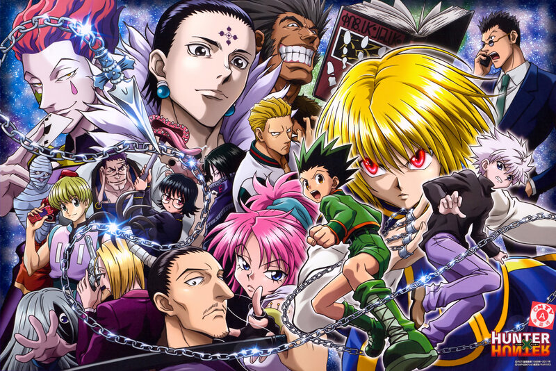 Group of Anime Characters — Yellow, Dramatic, Night, Chains